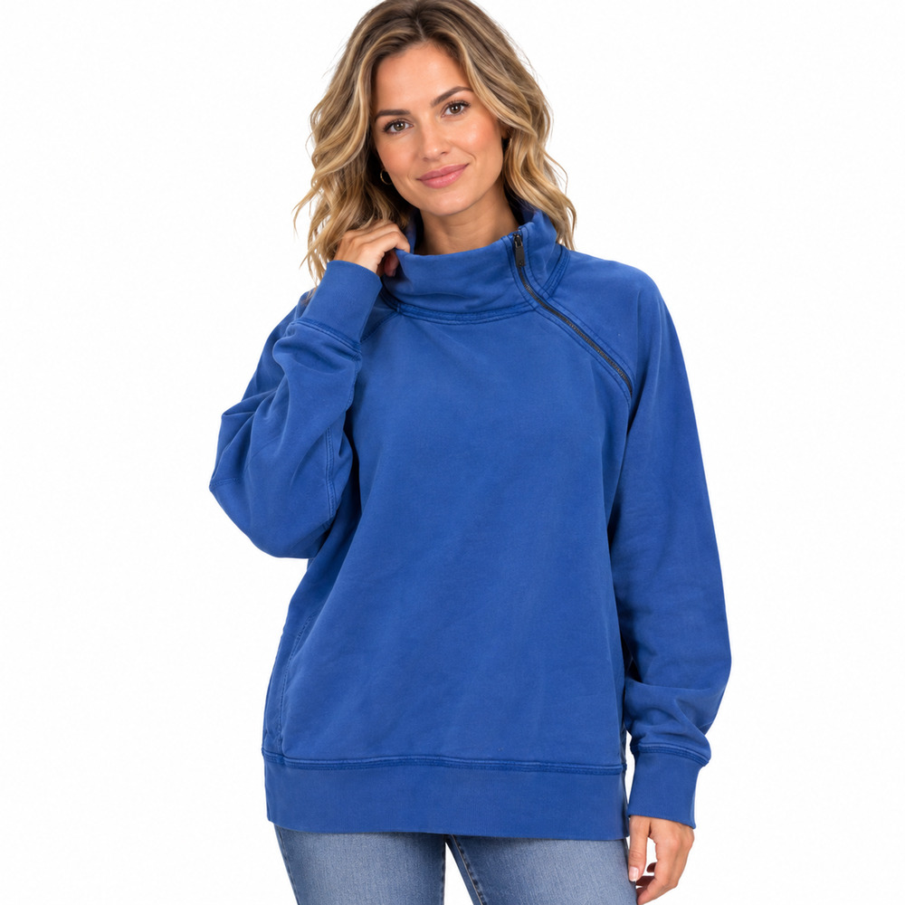 We The Free People Quarter Zip Pullover Sweatshirt Blue Long Sleeve Casual sz M